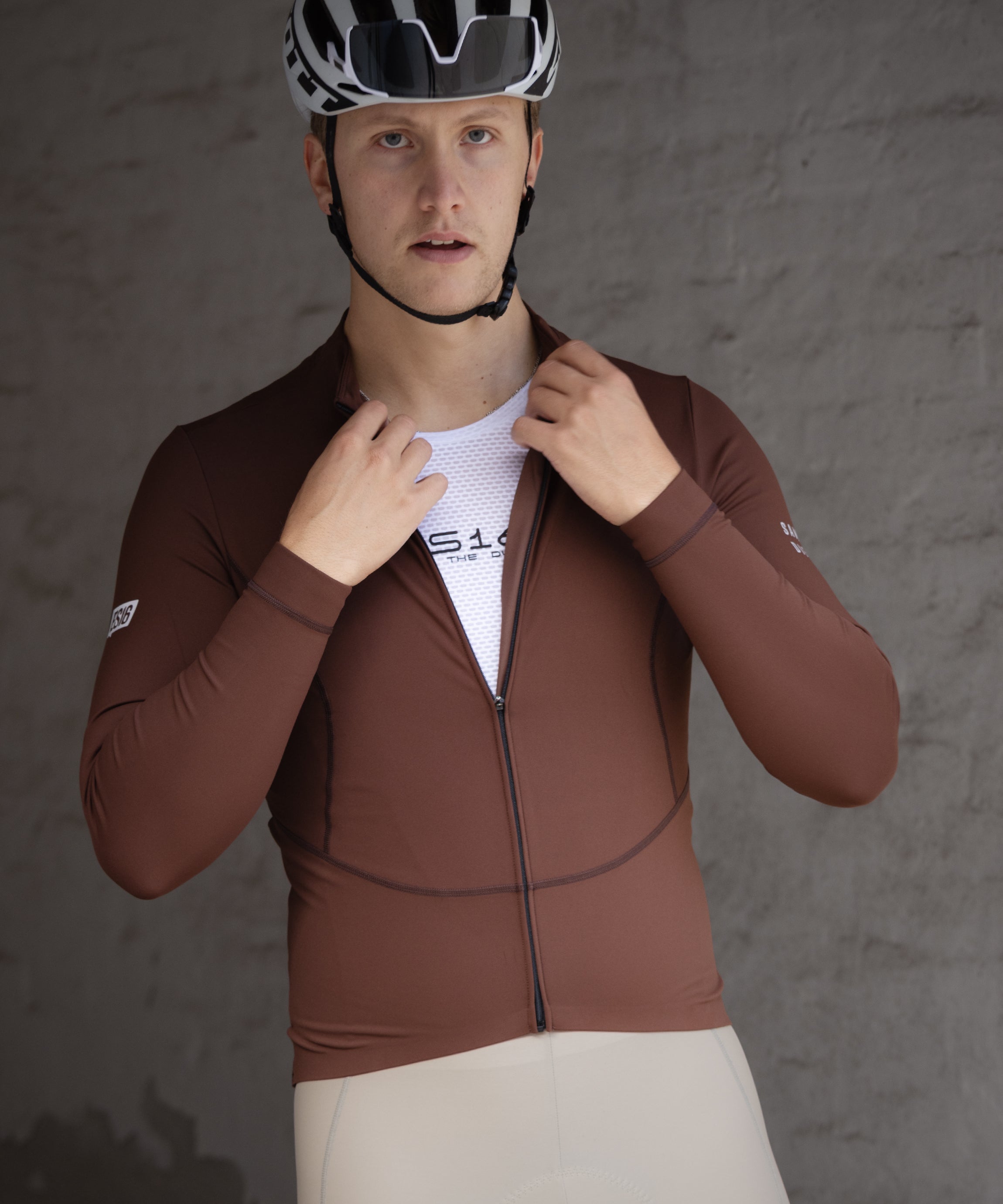 ES16 Thermal Fleece Cycling Jersey. Shaved Chocolate