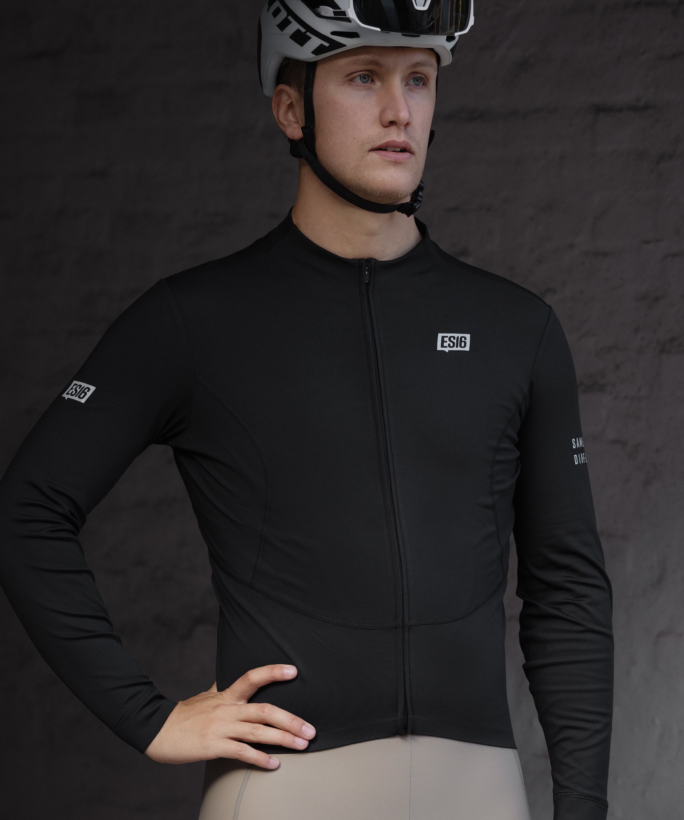 ES16 Thermal Fleece Cycling Jersey. Black