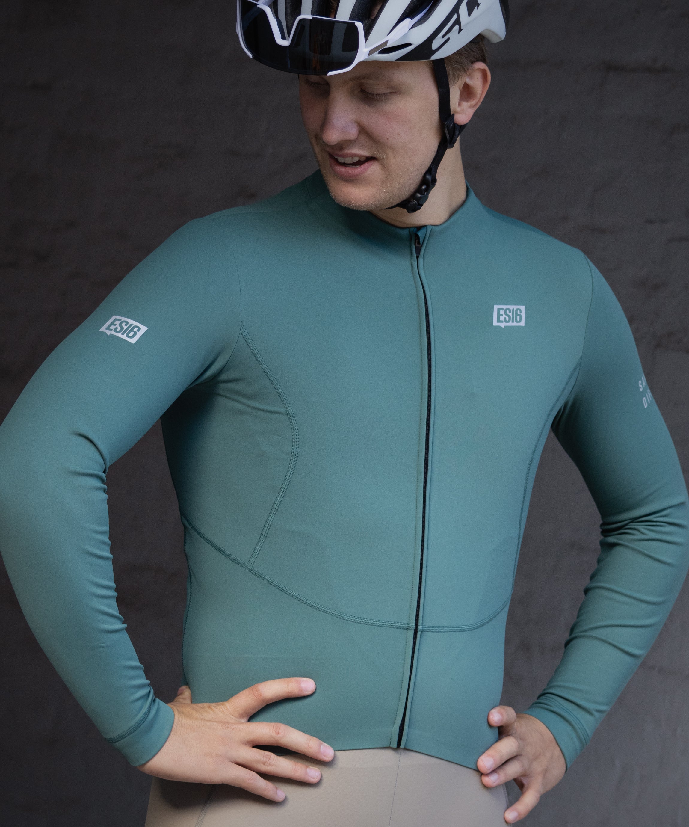 ES16 Thermal Fleece Cycling Jersey. Deep Sea